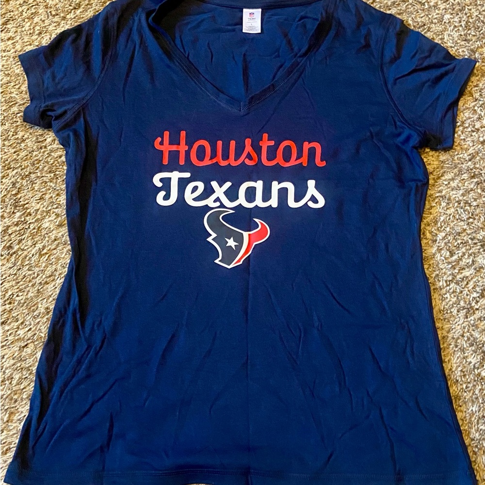 Women's Navy Houston Texans V-Neck Tee